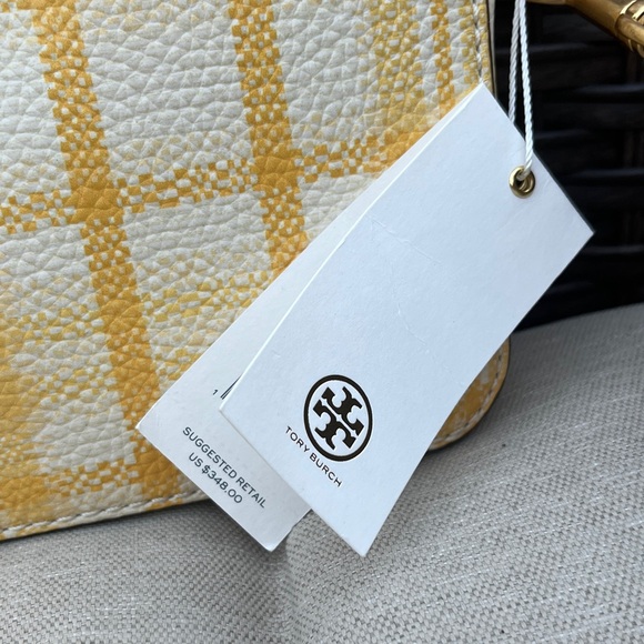 NWT Tory Burch McGraw Yellow Plaid Leather Crossbody Bag - Picture 5 of 13